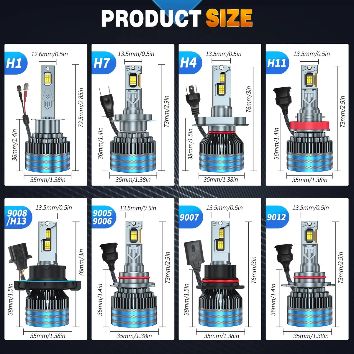 HYNBYZJ 800W 1000000LM H4 H7 H11 Led Bulb Canbus H1 H8 HB3 HB4 HIR2 9005 9006 90 for HIR2 H13 H11 - Canbus LED Headlight