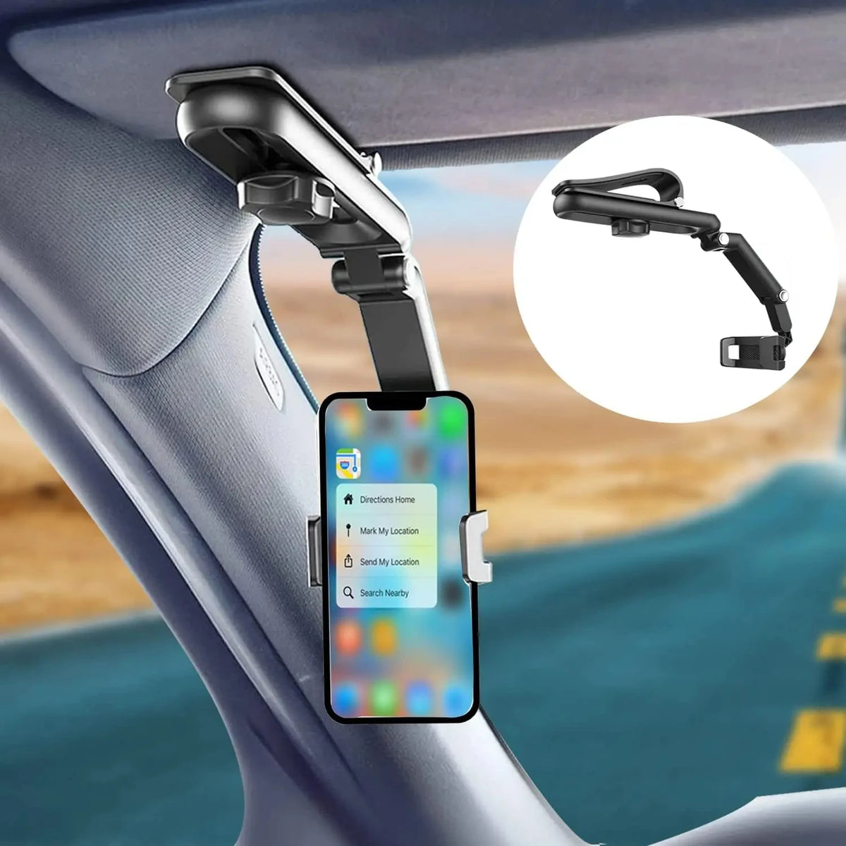Sun Visor Phone Holder for Car Multifunctional 360° Rotating Sun Visor Cell Phone Holder with IP - Automotive LED Light