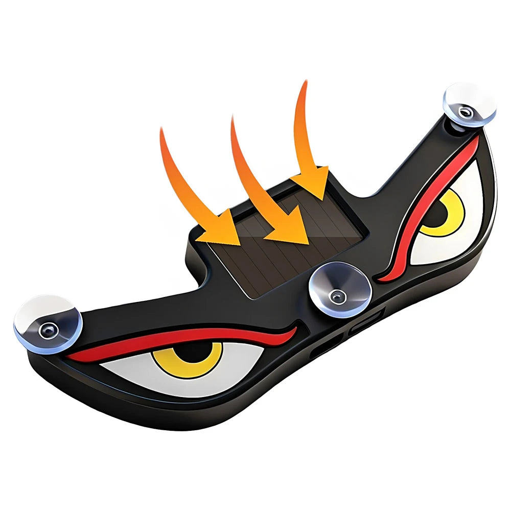 1Pc LED Dynamic Expression Neon Light Car Solar Devil Eye Light, Rear Window Anti-Rear-End Warni - Automotive LED Light