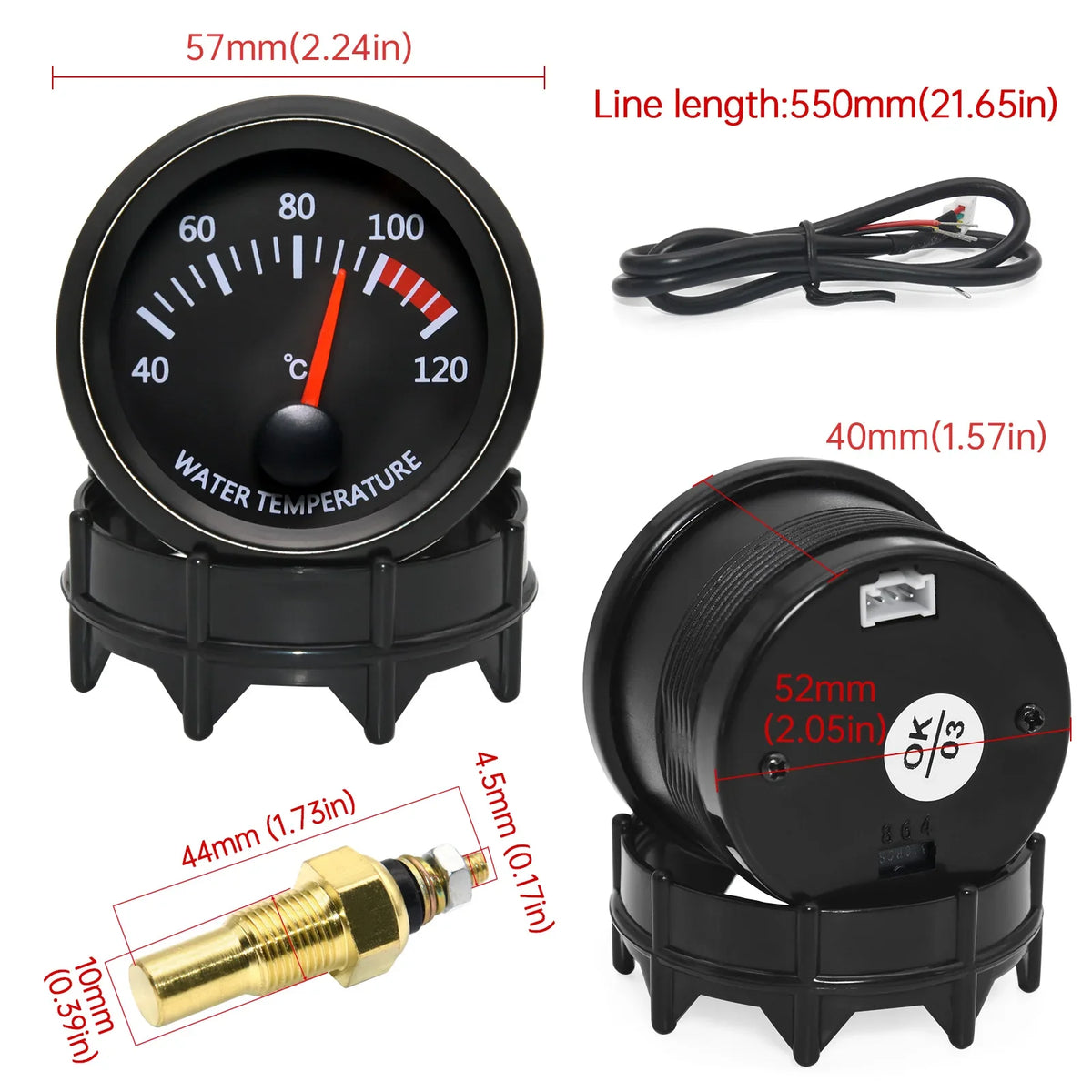 AD 52mm Water Temp/Oil Temp/Voltmeter/Oil Press BAR PSI /Vacuum/Boost Gauge/Air Fuel Ratio/EGT G - Automotive LED Light