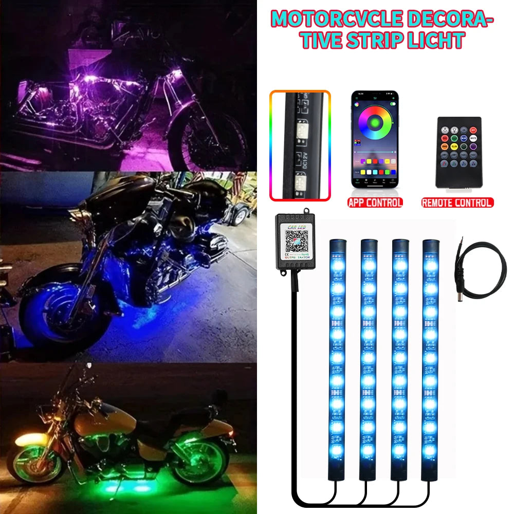 36 LED Wireless RGB UnderGlow Neon Strip Light Kit For Harley Yamaha Motorcycle Car Decorative L - LED Motorcycle Light