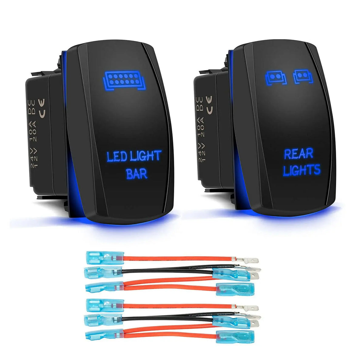 Rocker Switch SPST 5 Pin Dish Toggle On/Off Waterproof Marine Rocker Switch 12V 24V With Wires - Automotive LED Light