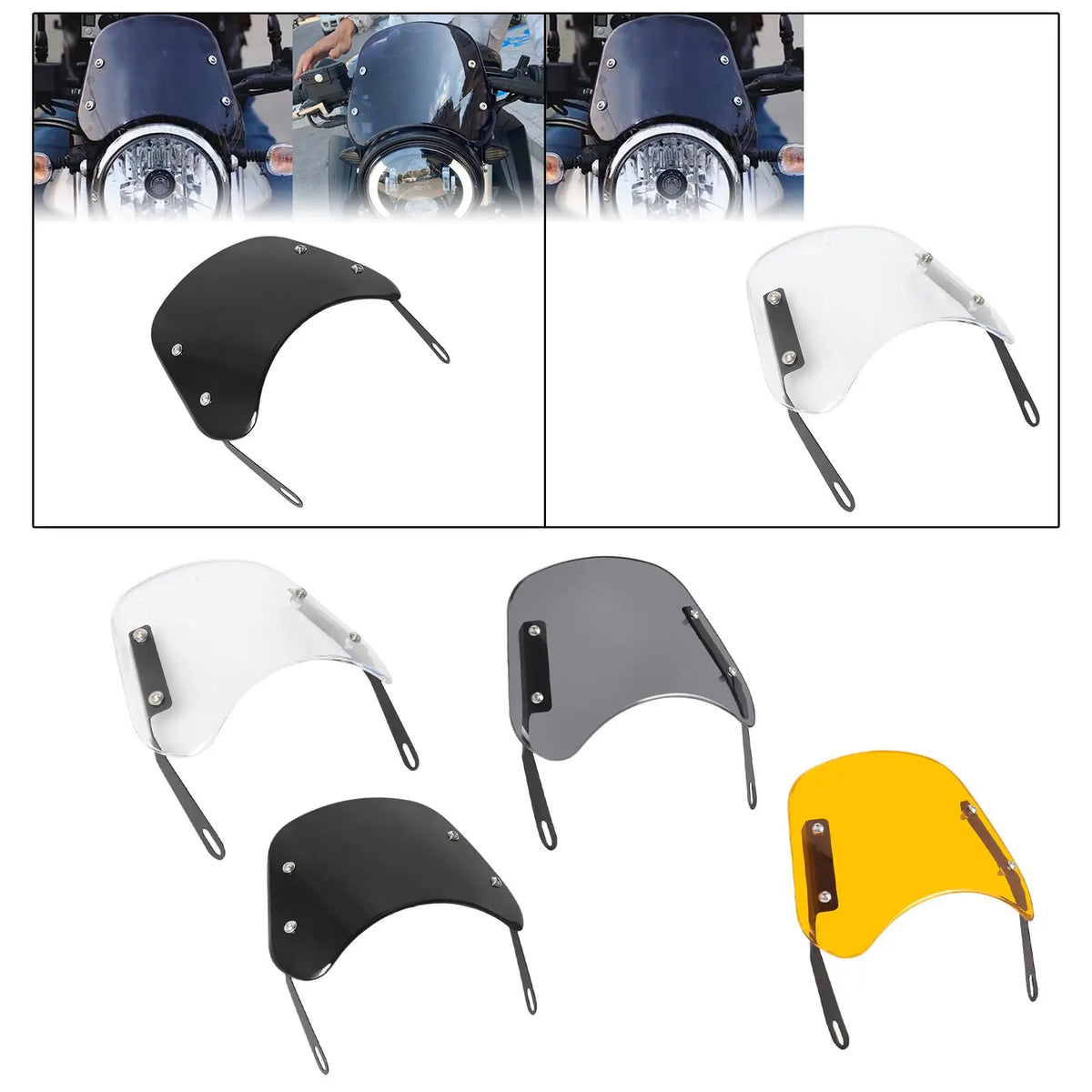 Motorcycle Windshield Easy Installation Lightweight Front Flyscreen Wind Deflector for E Scooter - LED Motorcycle Light