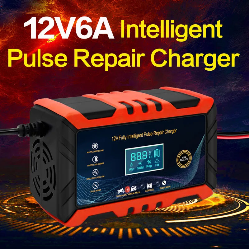 12V6A car battery charger repair type charging bottle machine European and American standards - Automotive LED Light