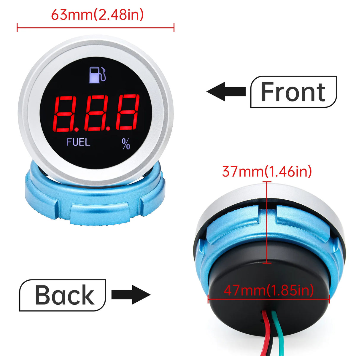 AD Fuel Level Gauge 0~190 Ohm Tank Fuel Level METER Indicator for Universal Boat Car Truck RV In - Automotive LED Light