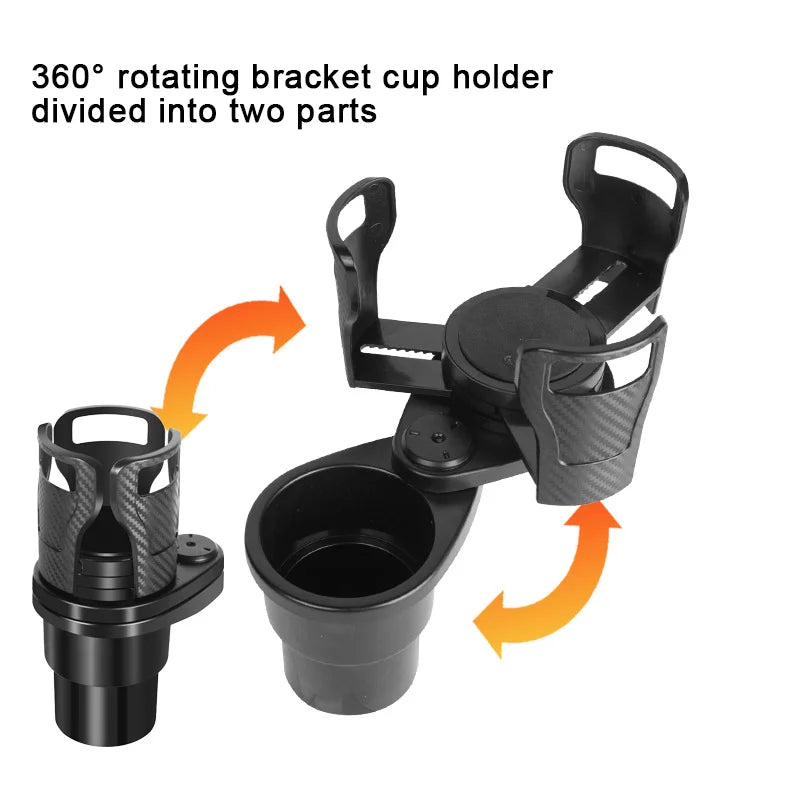2 In 1 Vehicle Mounted Slipproof Cup Holder 360 Degree Rotating Water Car Cup Holder Multifuncti - Automotive LED Light