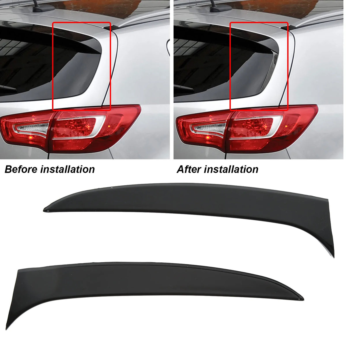 Car Rear Window Side Spoiler Gloss Black Rear Window Side Spoiler Wing Canard Splitter Replaceme - Automotive LED Light