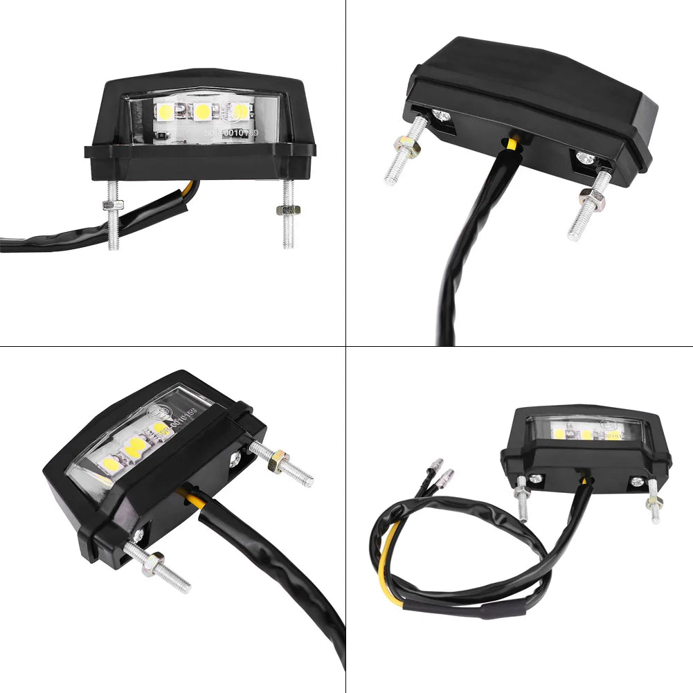 12V Universal Motorcycle Motorbike LED License Plate Light Rear Tail Lamp White - LED Motorcycle Light