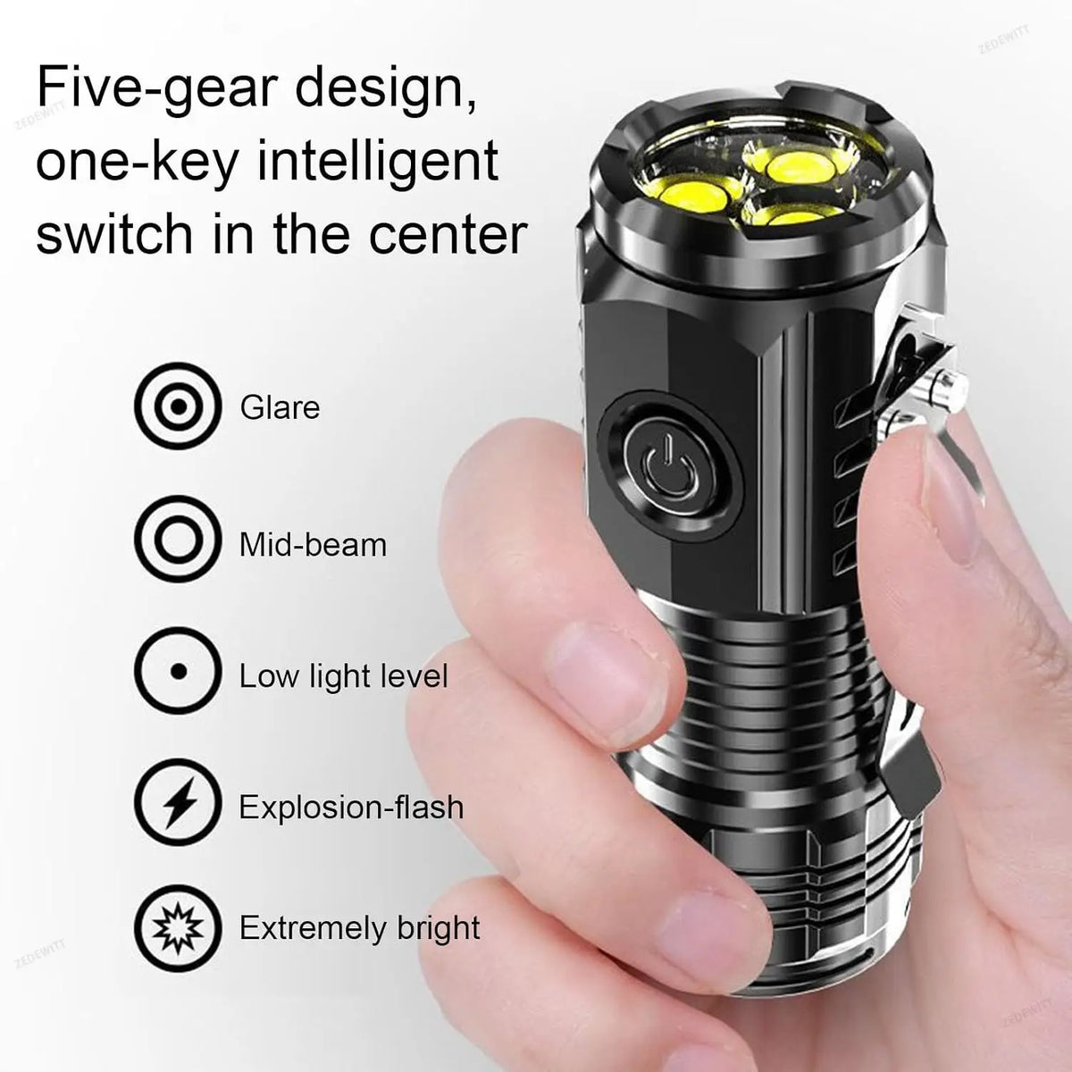 Compact Pocket 3 LED Torch USB Rechargeable Hands‑free Cap Clip Flashlight Portable Mini Lamp fo - Automotive LED Light