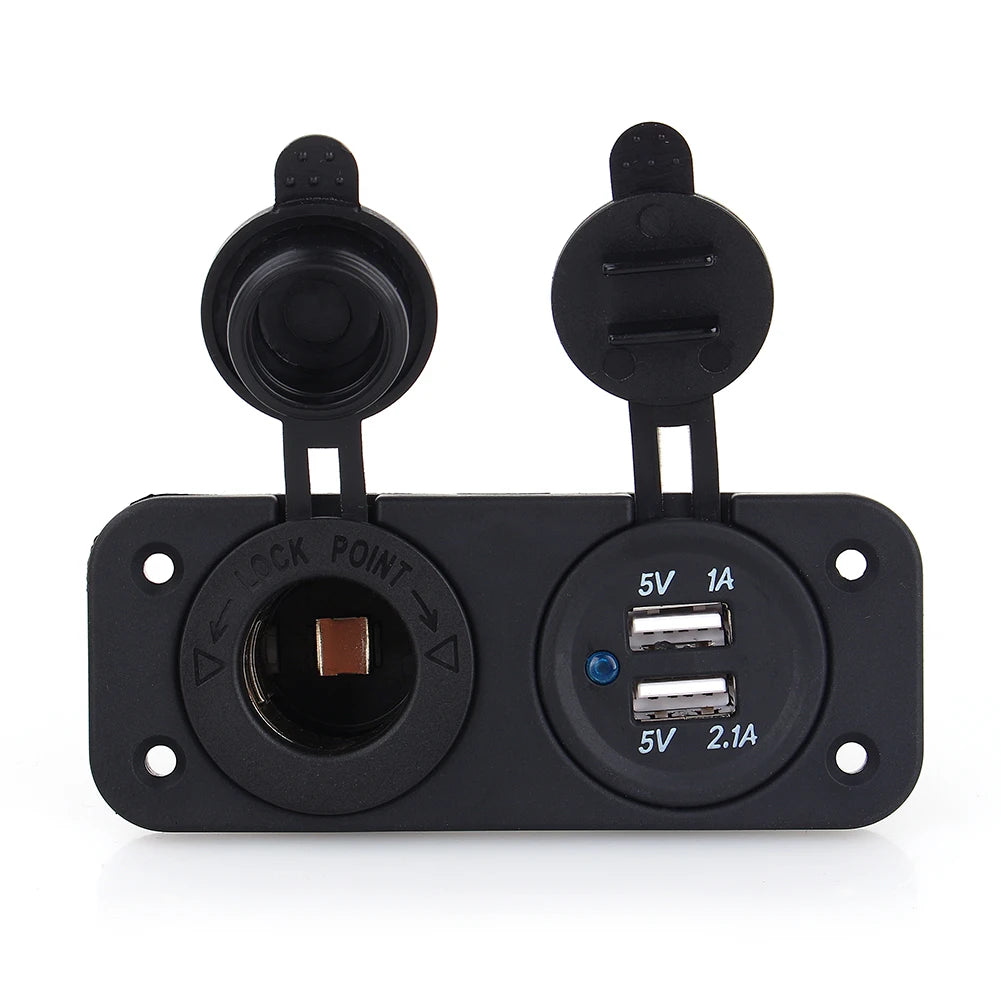 Dual USB Car Auto Cigar Lighter Socket Splitter 12V Charger Power Adapter Outlet - Automotive LED Light