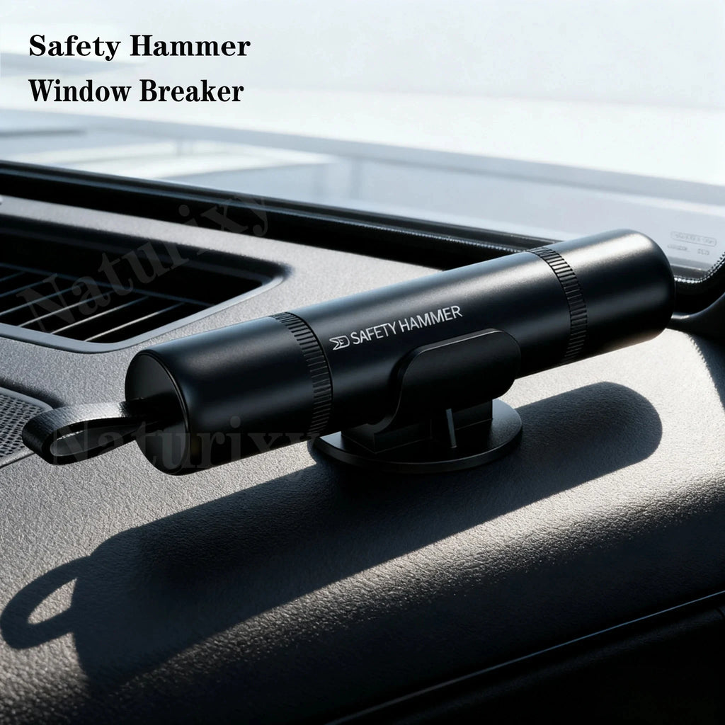 Aluminum Alloy Car Emergency Safety Hammer, Automatic Window Breaker with Hidden Seat Belt Cutte - Automotive LED Light
