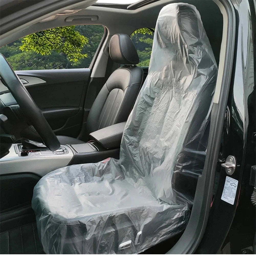 100Pcs Disposable Car Seat Covers Protective Anti-Fouling Waterproof Dustproof Protector Univers - Automotive LED Light