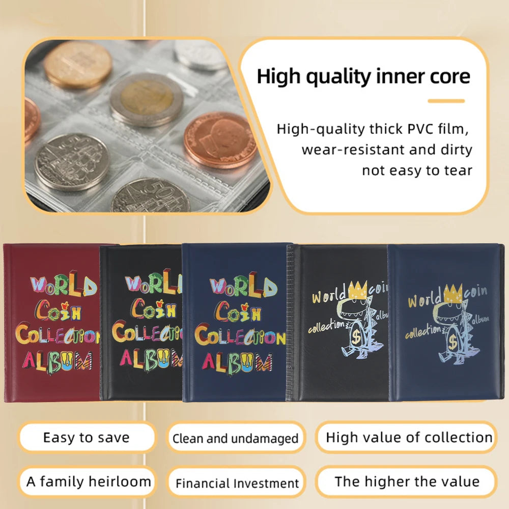 120 Pockets Coins Collector Mini Penny Coin Storage Bag Coin Album Book Coin Holder Albums Colle - Automotive LED Light