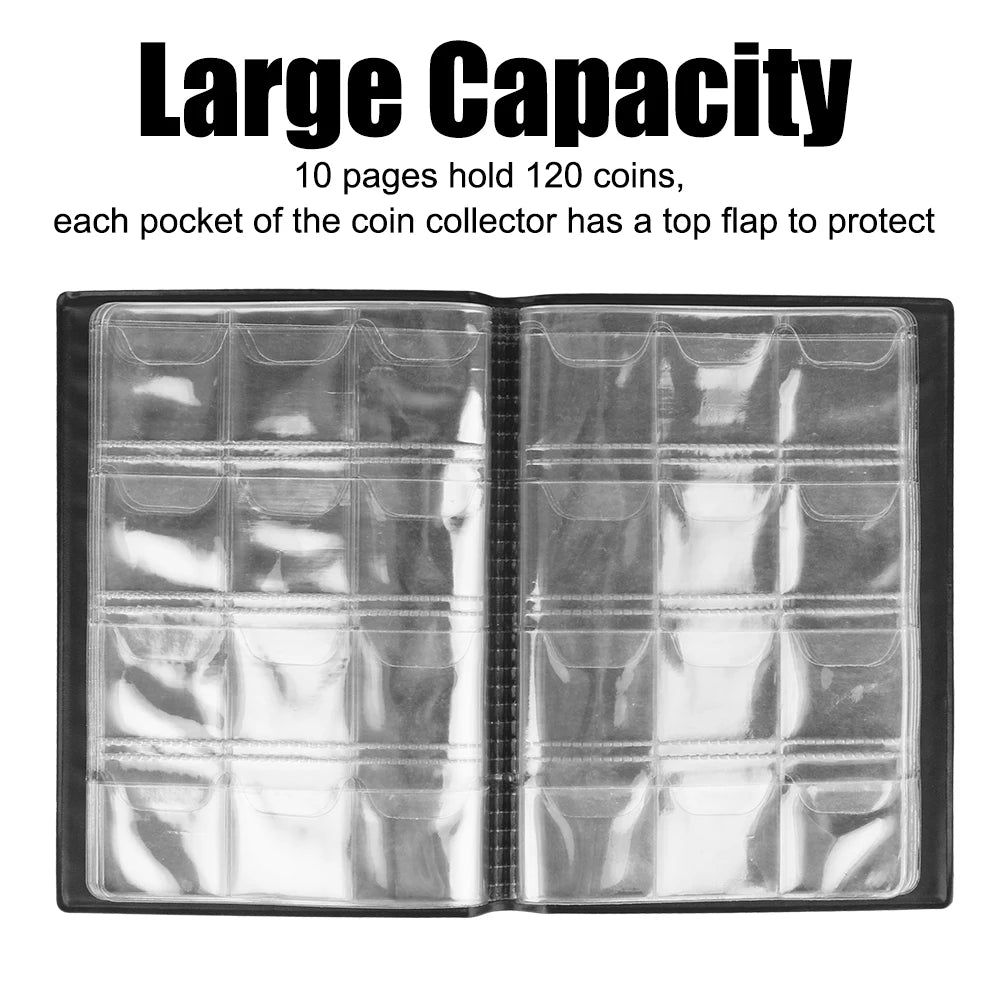 120 Pockets Coins Collector Mini Penny Coin Storage Bag Coin Album Book Coin Holder Albums Colle - Automotive LED Light