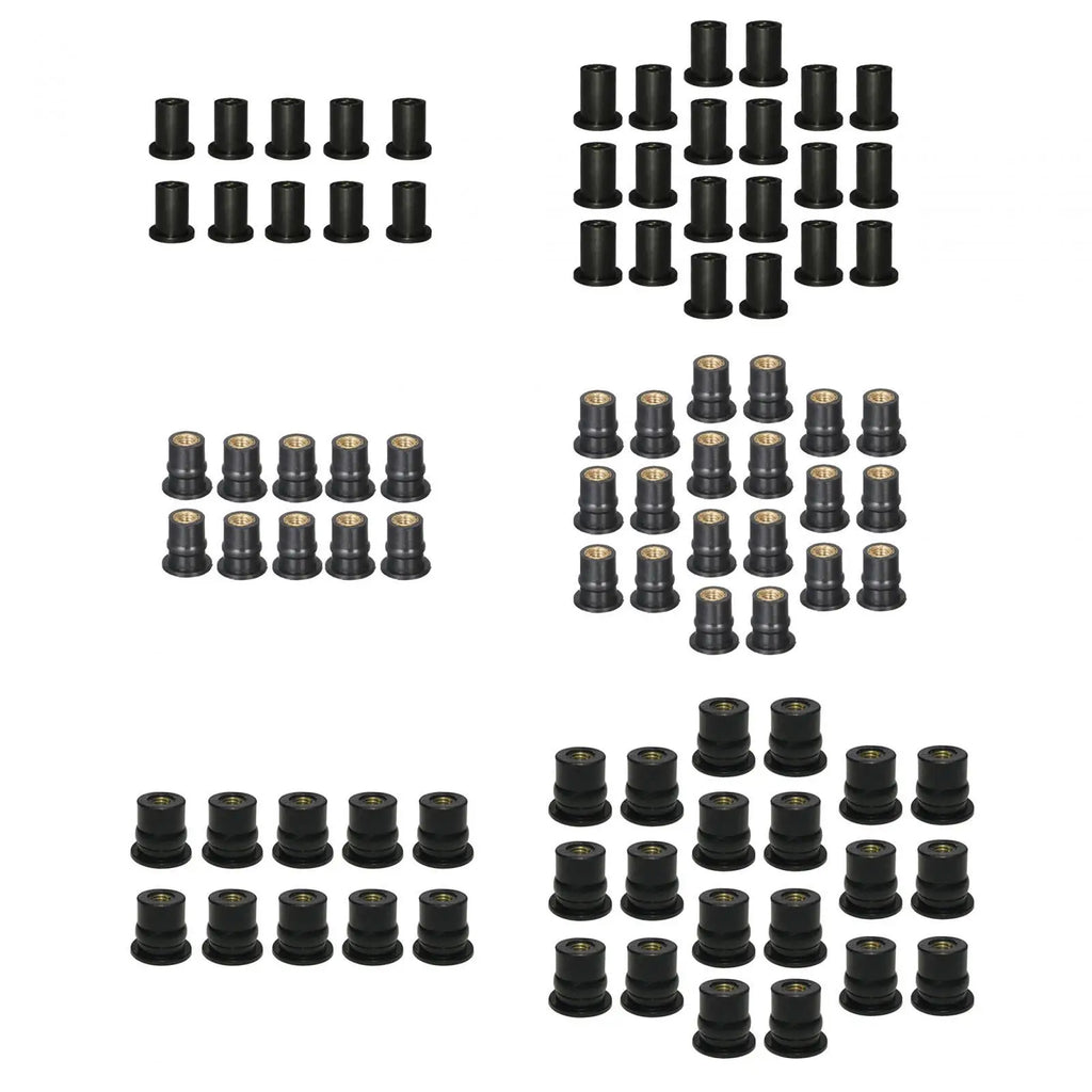 High Quality Rubber Well Nuts Fairing Fasteners Metric Brass Insert Motorcycle Windshield Access - Automotive LED Light
