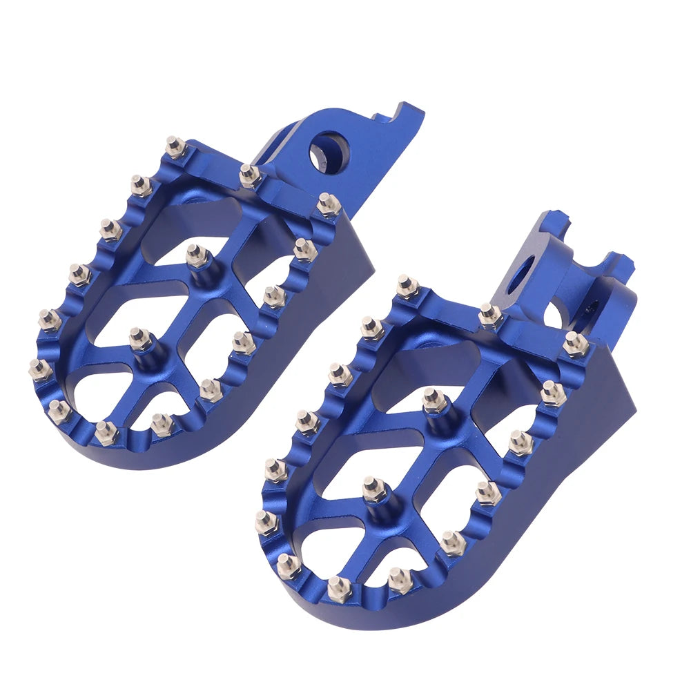 Blue Aluminum Motorcycle FootRest Footpegs Foot Pegs Pedals For HONDA CR125 CR250 CRF150R CRF250 - Automotive LED Light