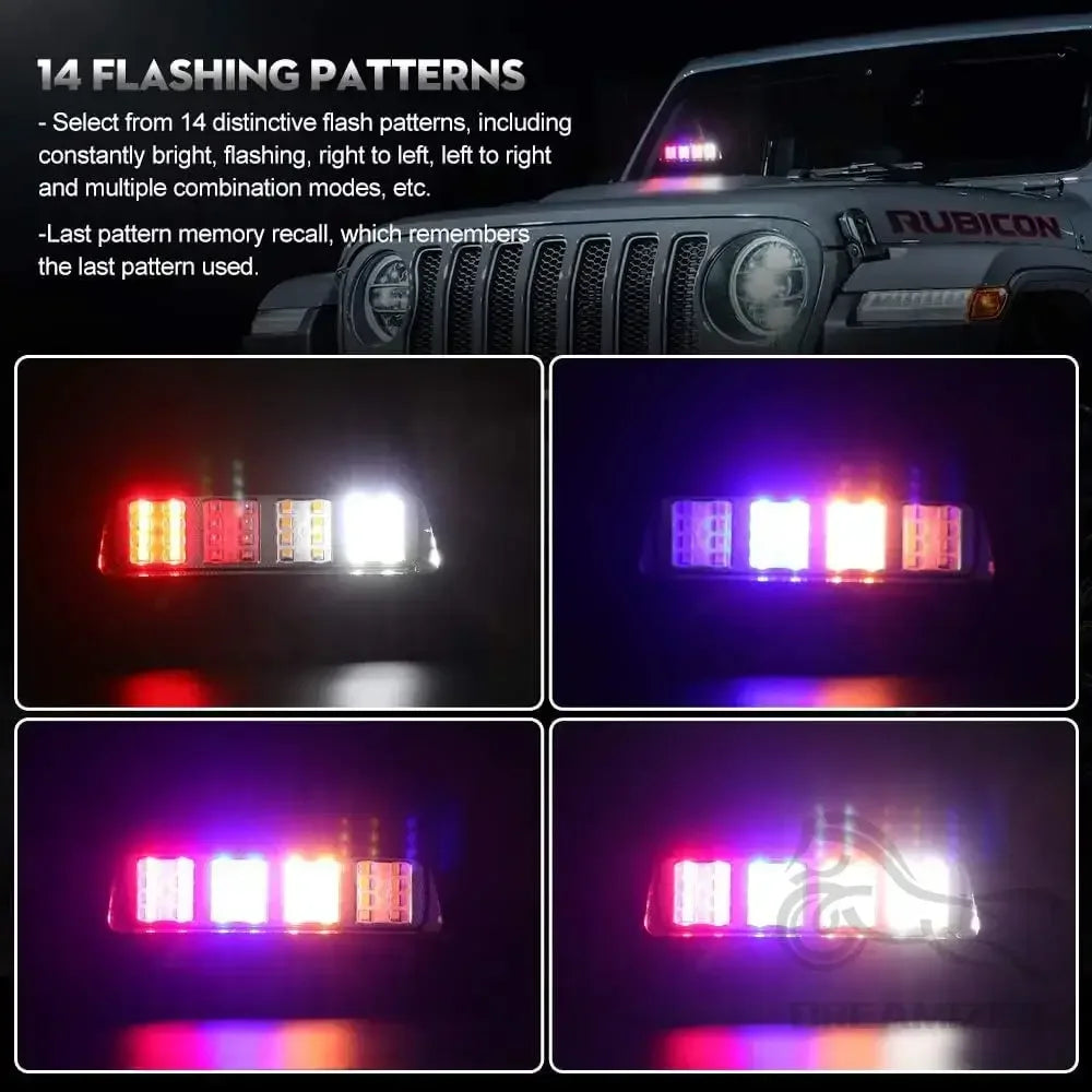 32 LED Car Strobe Lights For Emergency Flash Warning Lamp Windshield Bar Auto Assembly Red Blue  - Automotive LED Light