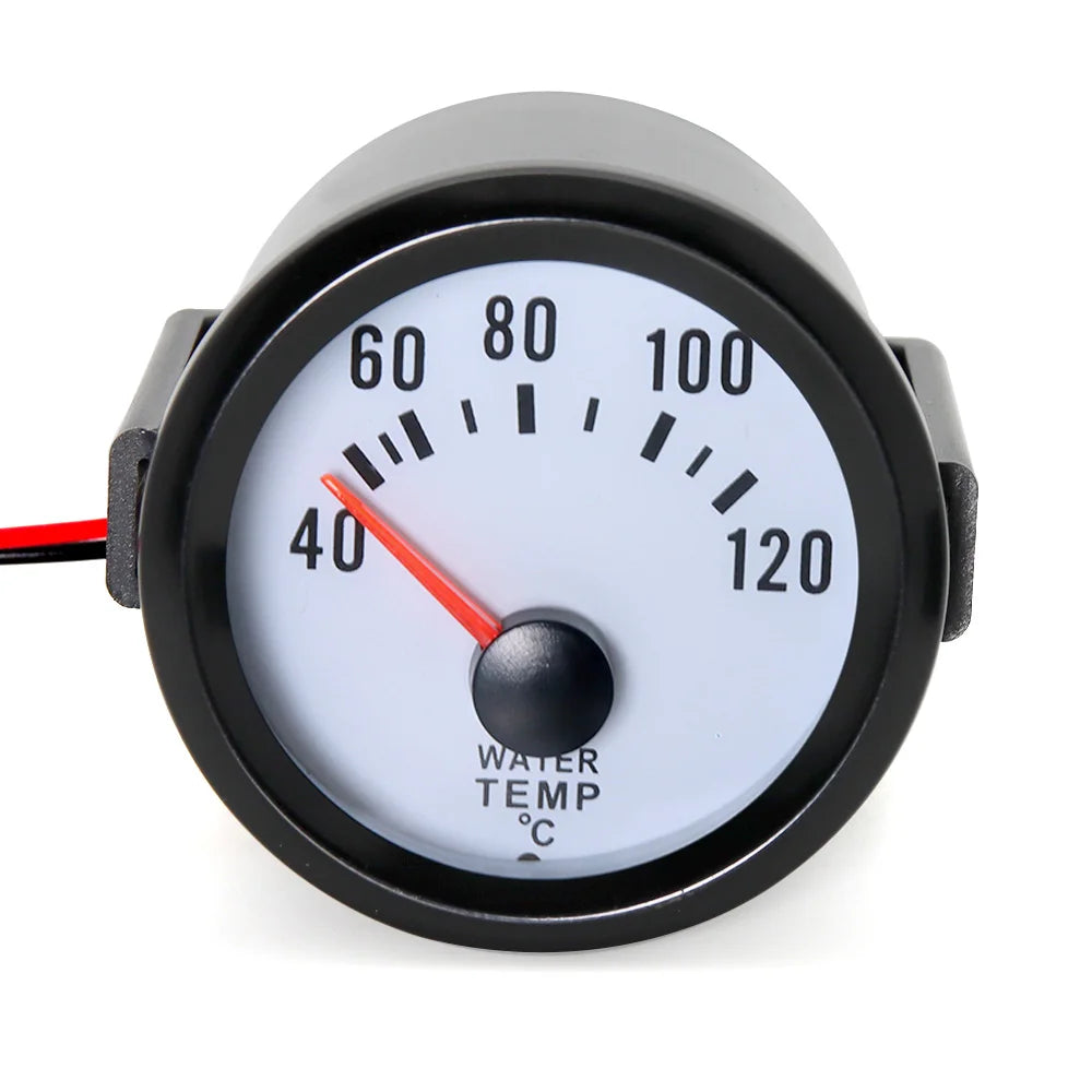 AD Black Shell White Backlight Car Water Temperature Gauge 52mm Temp Meter 40-120 Celsius With W - Automotive LED Light