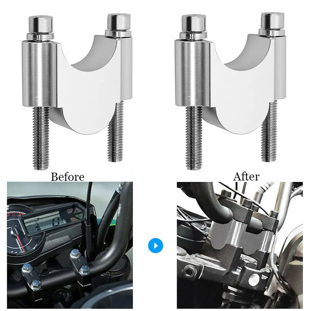 Universal 22mm 7/8" Motorcycle Handlebar Riser Mount Clamp Fit For Honda BMW Yamaha Suzuki - Automotive LED Light