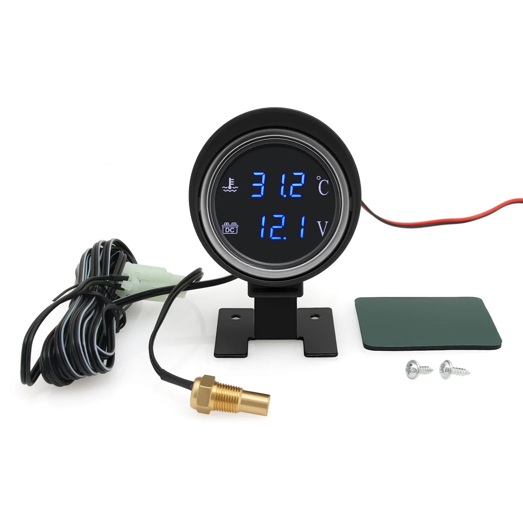 Digital Car Truck Water Temp Gauge + Voltmeter NPT1/8 10MM Temperature Sensor Head Plug Joint Pi - Automotive LED Light