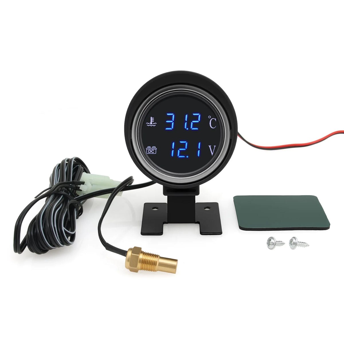 Digital Car Truck Water Temp Gauge + Voltmeter NPT1/8 10MM Temperature Sensor Head Plug Joint Pi - Automotive LED Light