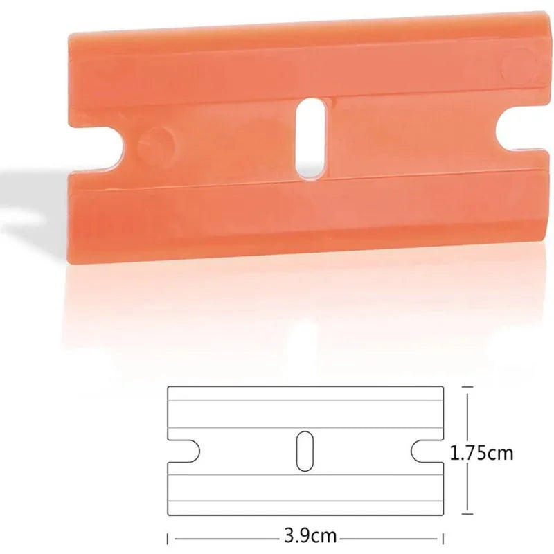 100 Pieces Two Cutting Plastic Razor Blade Label Clean Razor Glue Remover Window Glass Clean Scr - Automotive LED Light