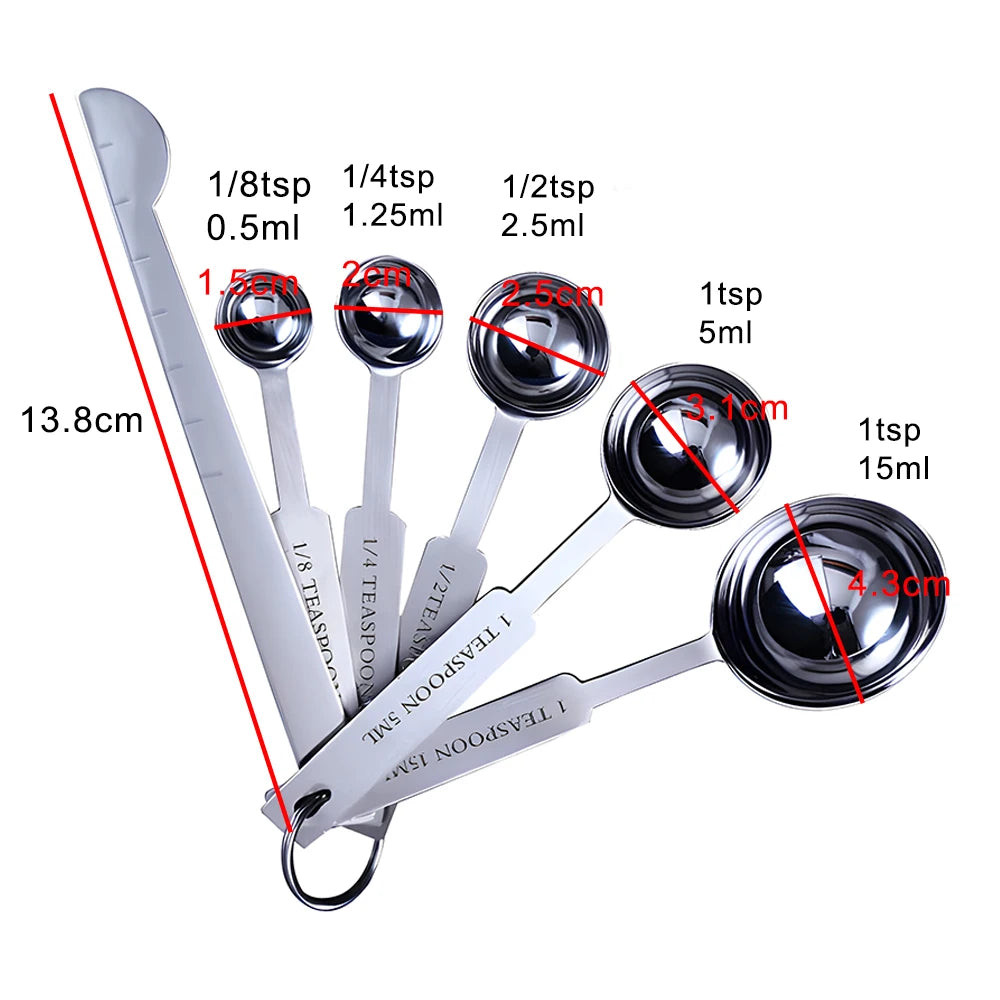 Stackable Measuring Cups and Spoons Set Baking Tools Stainless Steel Coffee Measuring Spoon Kitc - Automotive LED Light