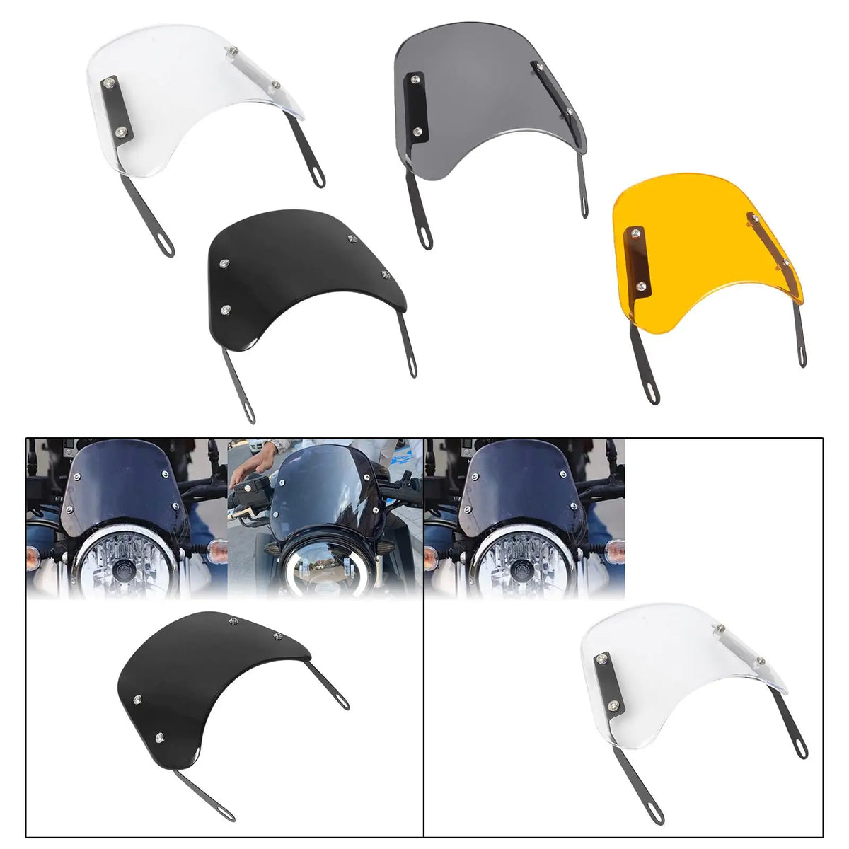 Motorcycle Windshield Easy Installation Lightweight Front Flyscreen Wind Deflector for E Scooter - LED Motorcycle Light