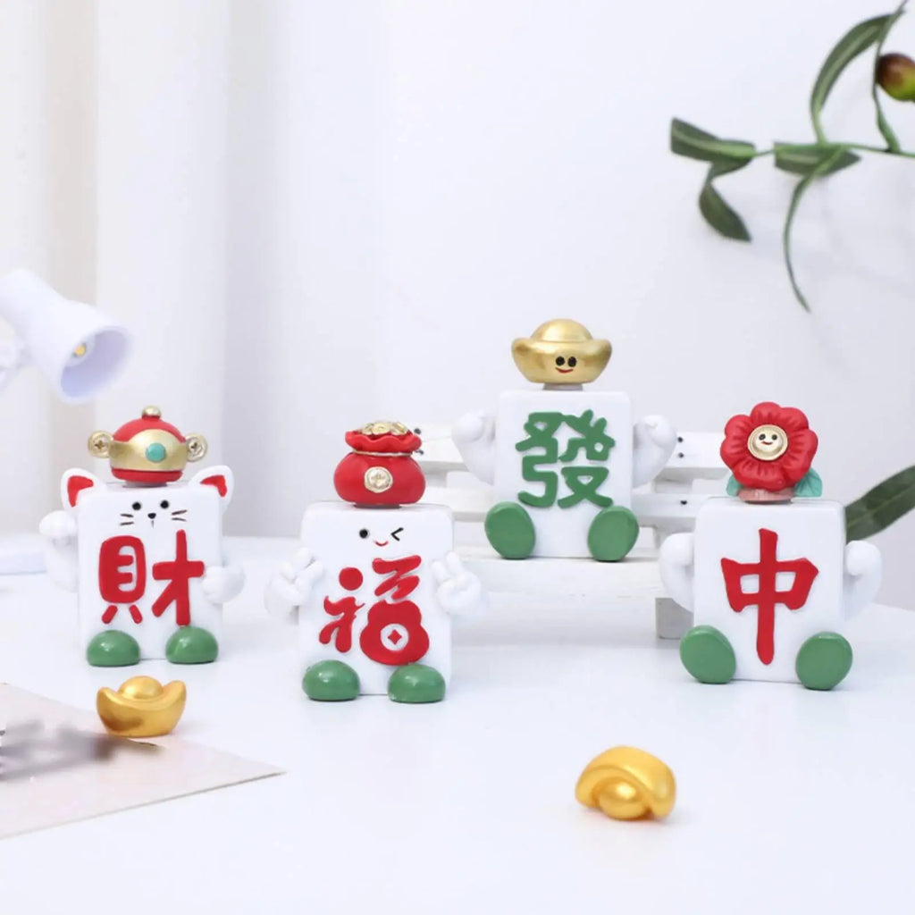 Rotating Mahjong Ornament Creative Gift Fortunate Character Bobblehead - Automotive LED Light