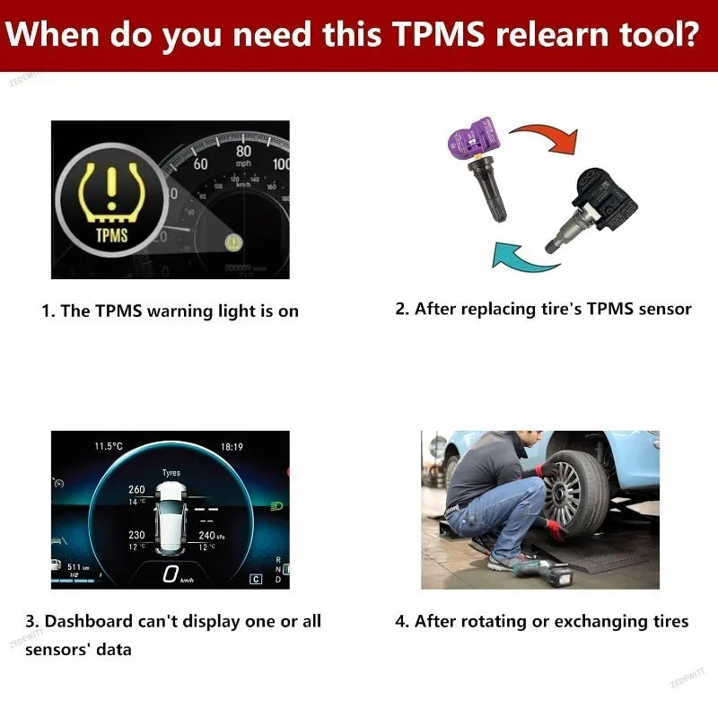 For Ford OBD2 TPMS Tire Pressure Reset Tool OEC T5 EL50449 Sensor Activation Tir for Ford OBD2 T5 - Automotive LED Light