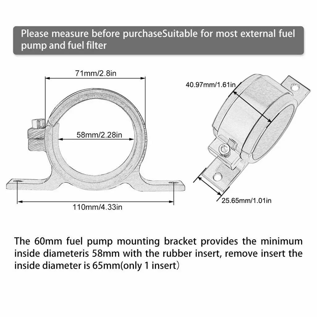 Black Fuel Pump Mounting Bracket Single Filter Clamp Cradle 044 60mm 0580254044 - Automotive LED Light