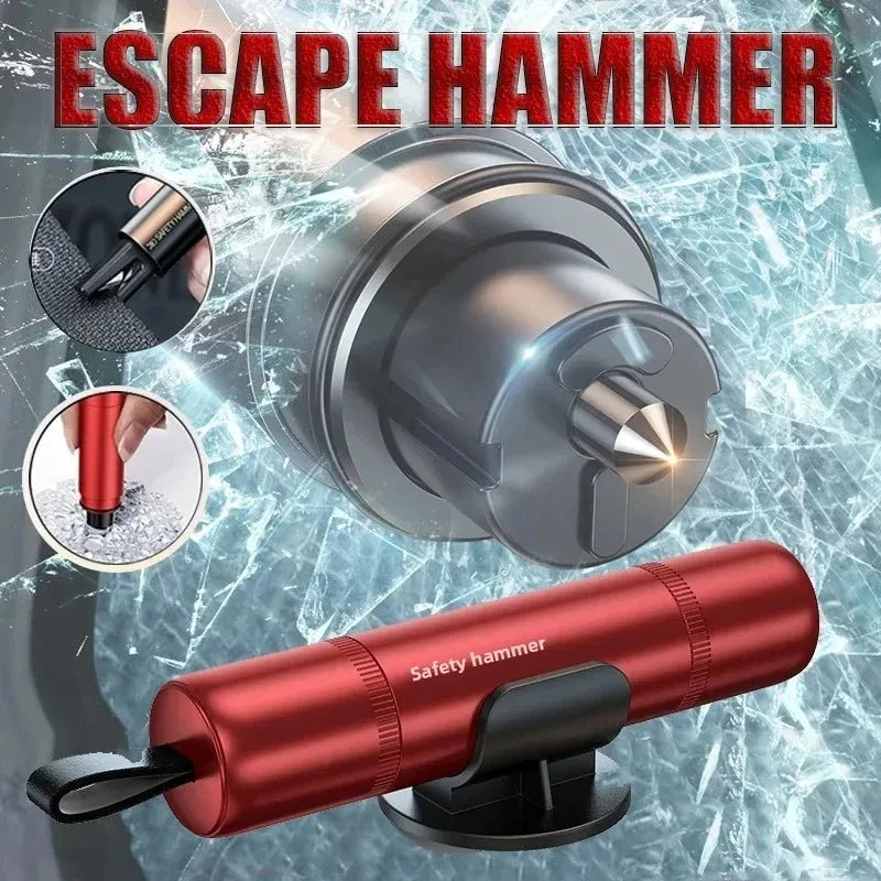 Aluminum Alloy Car Emergency Safety Hammer, Automatic Window Breaker with Hidden Seat Belt Cutte - Automotive LED Light