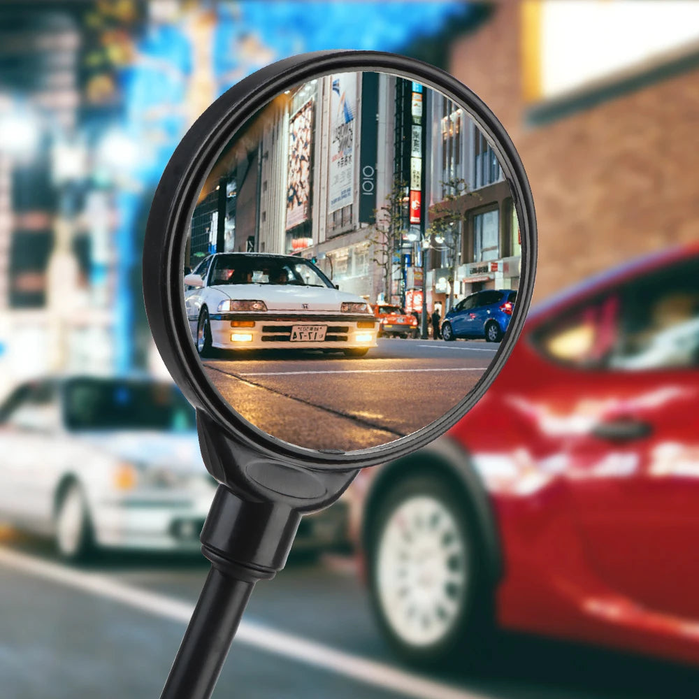 Motorcycle Rear View Mirrors Flexible Rod Universal Shockproof Convex Mirror Wide Angle Rearview - Automotive LED Light