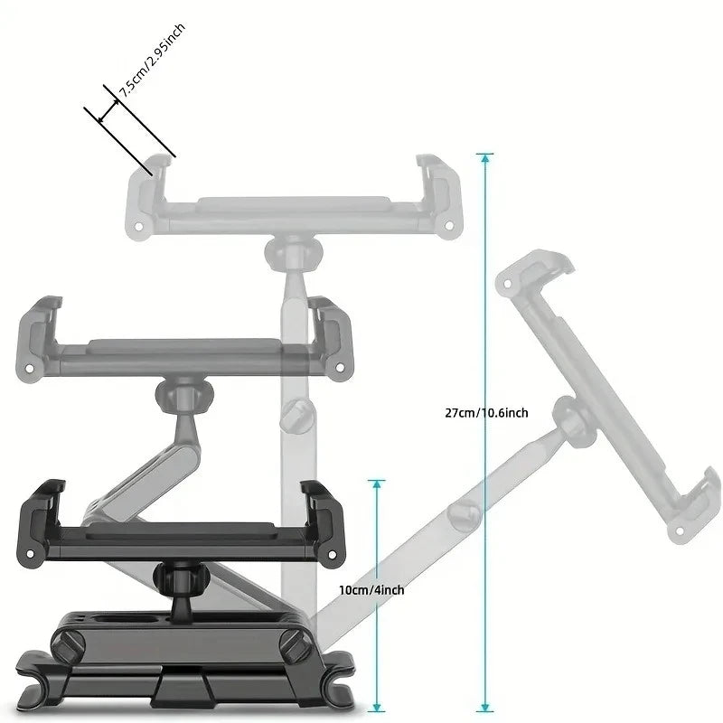 Car Tablet Holder, Headrest Mount Adjustable Stand Cradle Compatible With 5" To 12.9" Cell Phone - Automotive LED Light