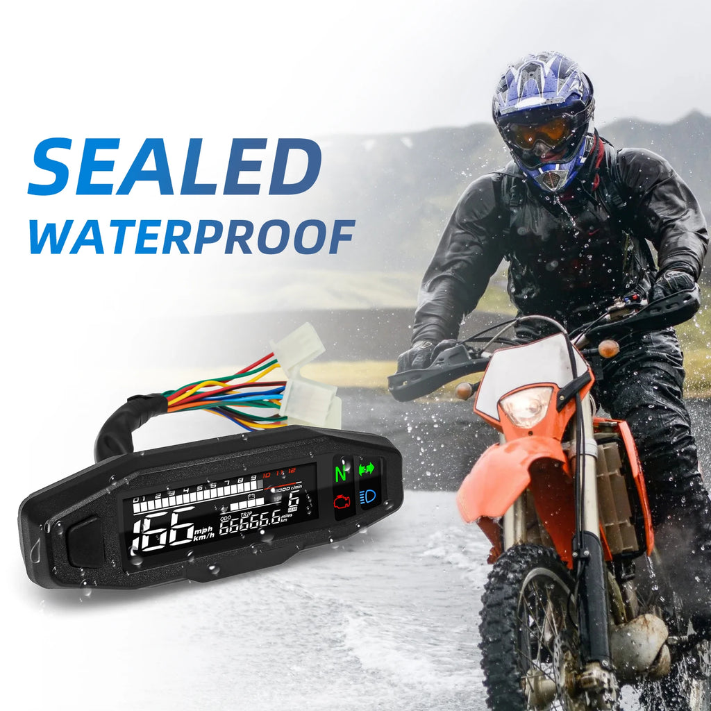 Waterproof Speedometer Motorcycle Universal LED Digital Dashboard Km/h MPH Odometer Meter Motor  - Automotive LED Light