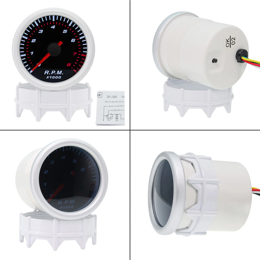 AD 52mm Universal Smoke Len Tachometer RPM Turbo Boost Gauge 2 Bar PSI Water Temp Meter Oil Pres - Automotive LED Light
