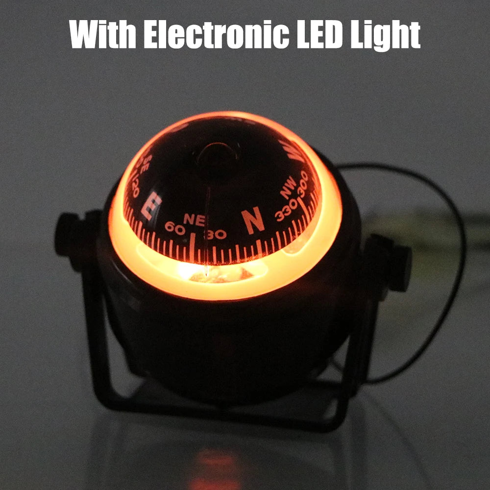 Waterproof 12V Boat Compass With Electronic LED Light Nautical Compass Navigation Positioning LC - Automotive LED Light