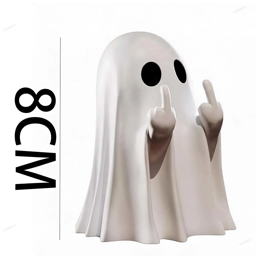 Funny Middle Finger Ghost Figurine Mini Resin Halloween Decor Spooky Statue for Office Desk Pran - Automotive LED Light