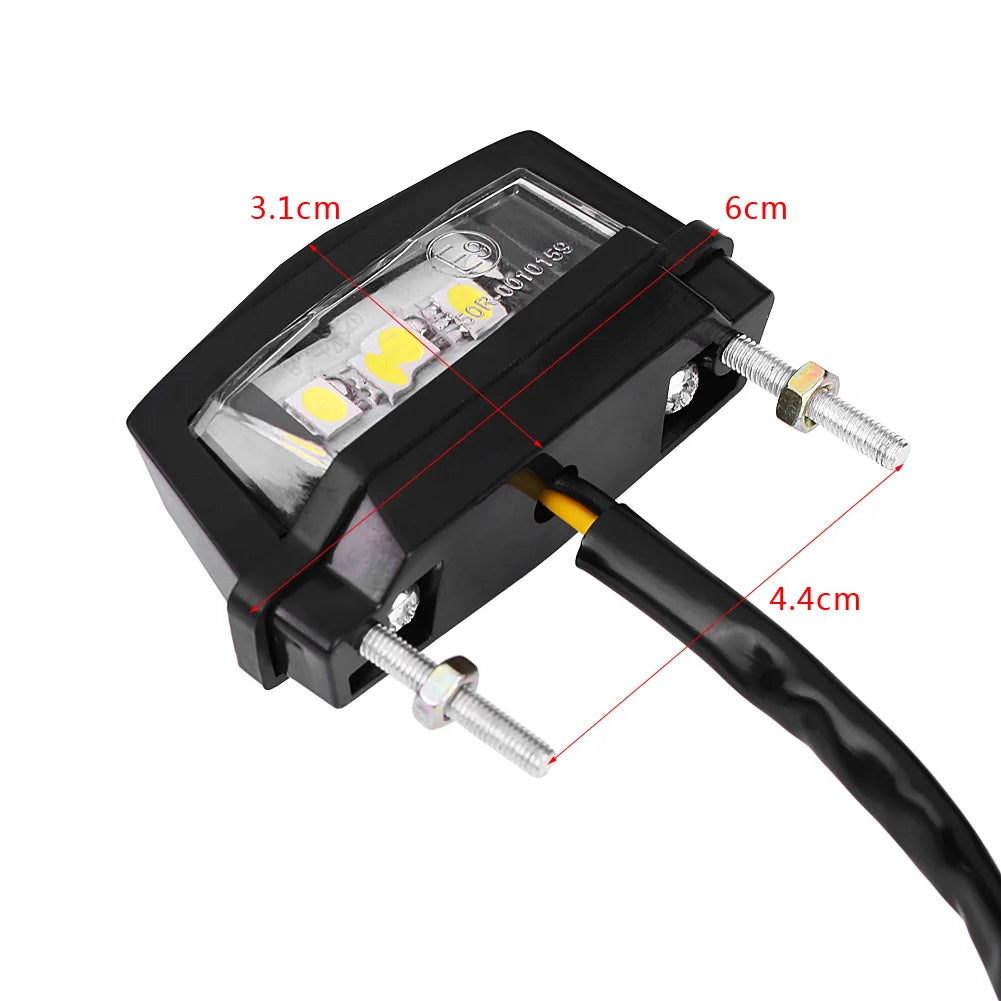 12V Universal Motorcycle Motorbike LED License Plate Light Rear Tail Lamp White - LED Motorcycle Light
