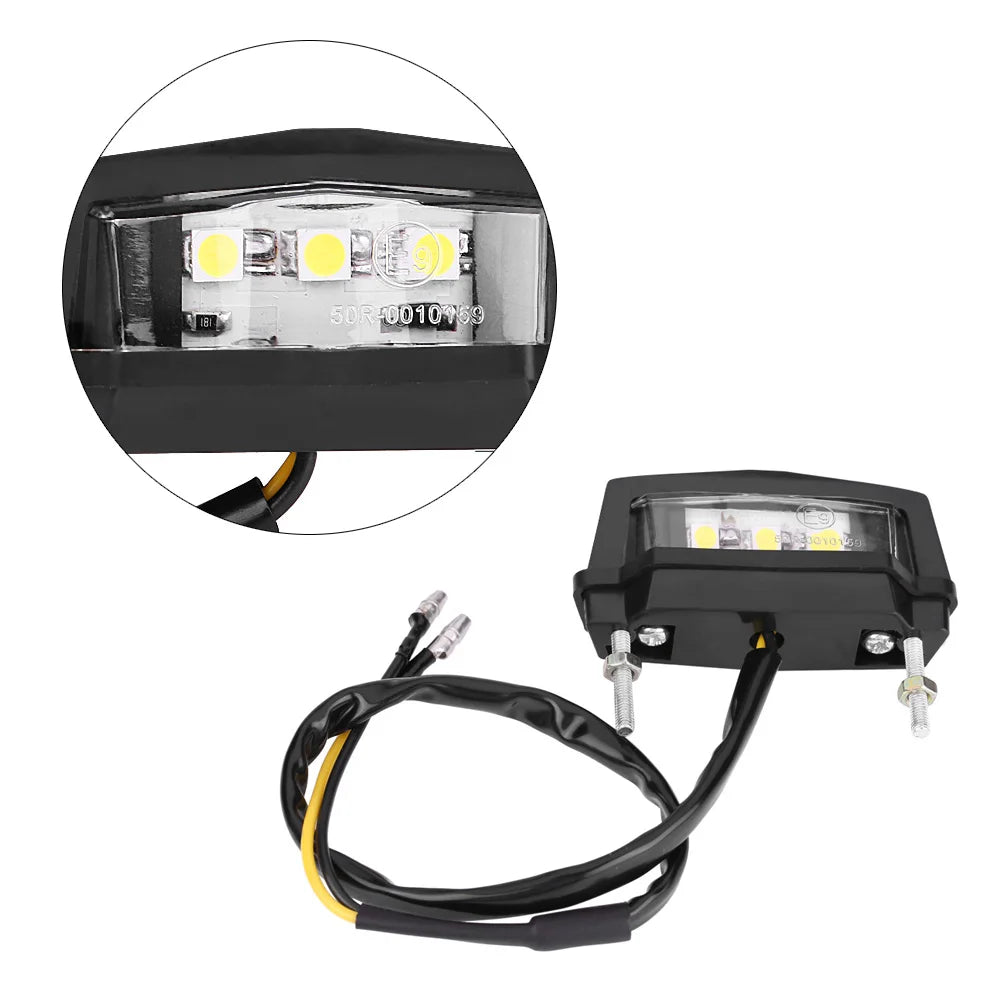 12V Universal Motorcycle Motorbike LED License Plate Light Rear Tail Lamp White - LED Motorcycle Light