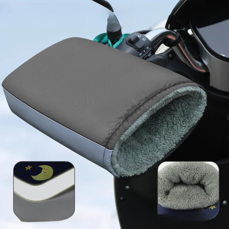 Winter Motorcycle Gloves Handlebar Muffs Reflective Strip Warm Handle Bar Cover Gloves for Motor - Automotive LED Light