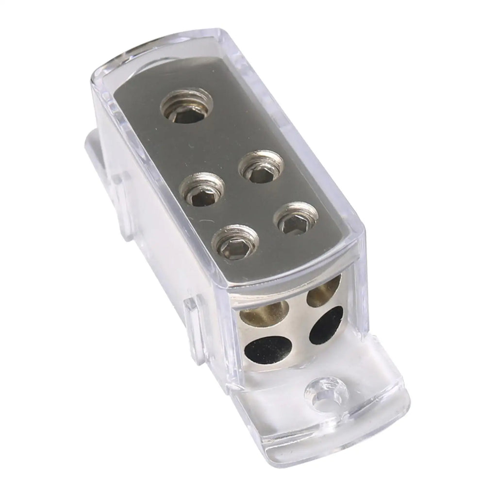 Car Stereo 4way Distribution Splitter Gold Tone Hyaline Protective Shell AGU Fuse Holder for Aud - Automotive LED Light