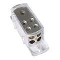 Car Stereo 4way Distribution Splitter Gold Tone Hyaline Protective Shell AGU Fuse Holder for Aud - Automotive LED Light