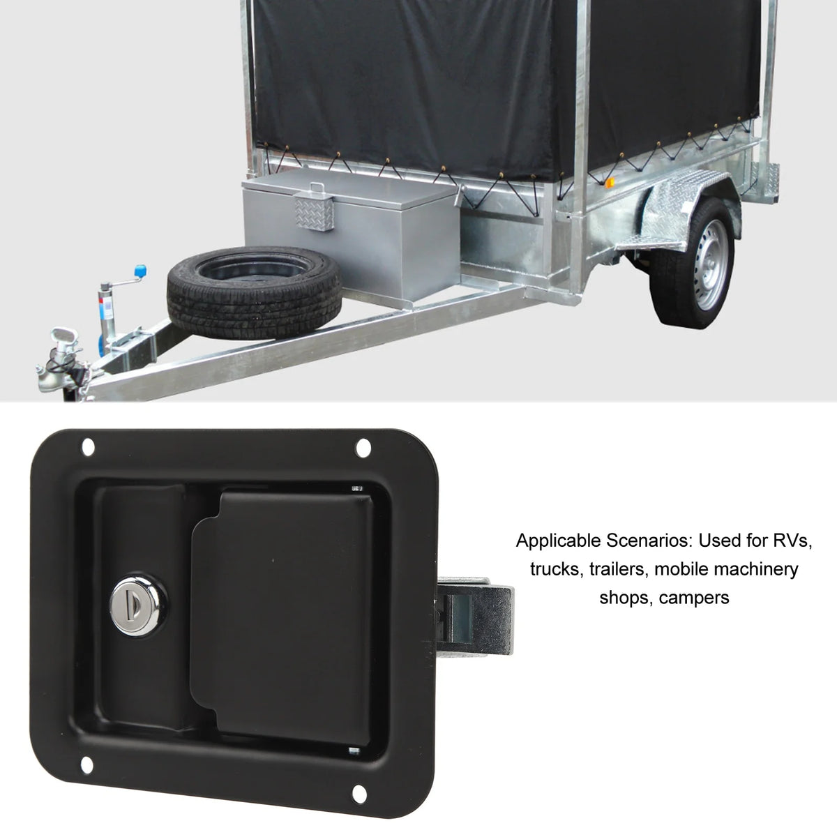 Tool Box Handle Latch with 2 Keys Flush Mount Steel Construction Heavy Duty for RVs Trucks Trail - Automotive LED Light