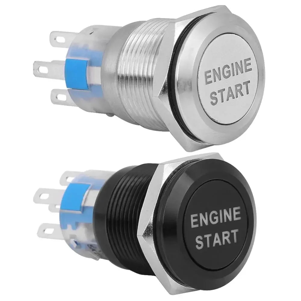 12V Waterproof Car Engine Start Push Button Switch Ignition Starter Silver Stainless Steel/Black - Automotive LED Light