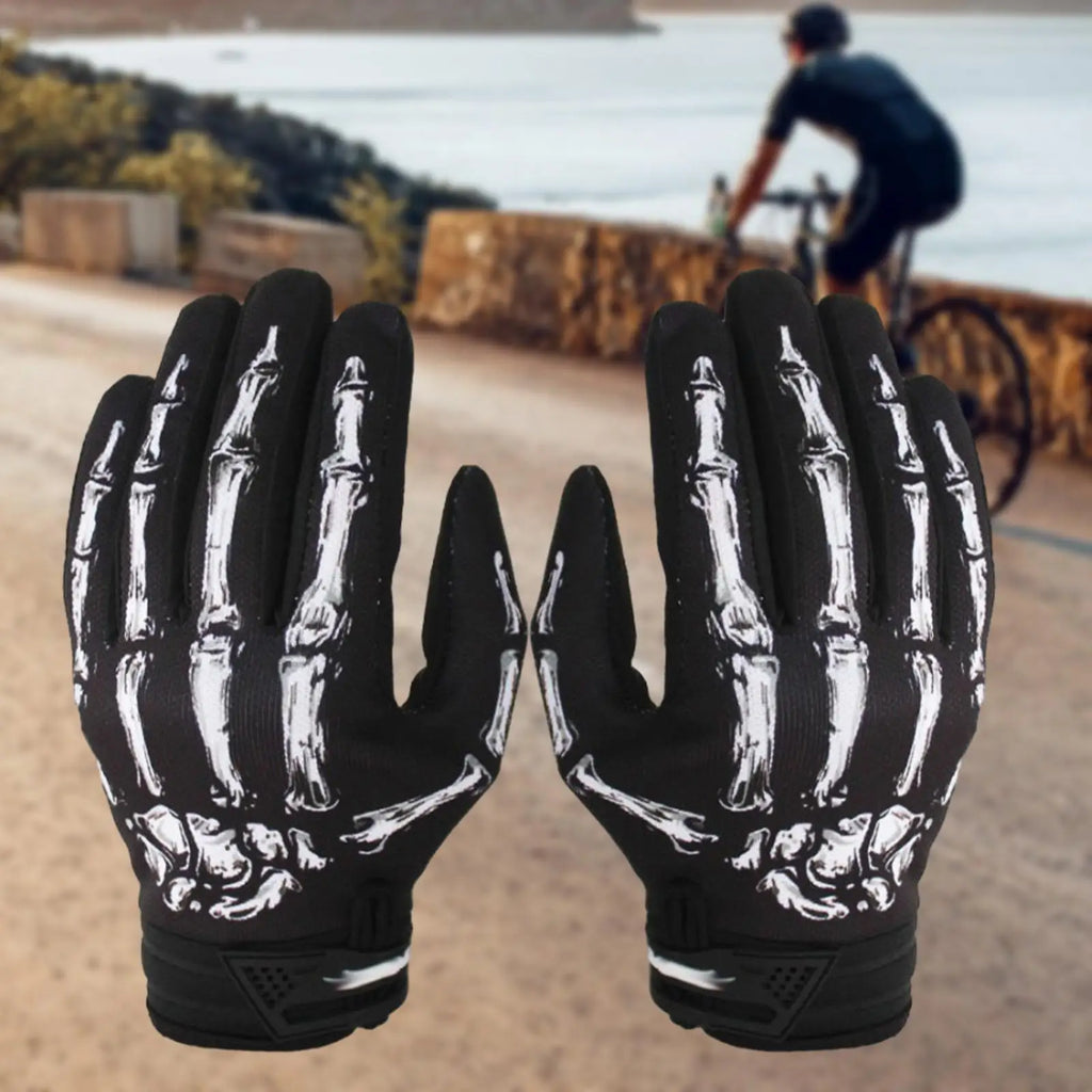 Skeleton Bones Pattern Motorcycle Gloves Anti Slip Breathable Cycling Gloves Riding Gloves for H - Automotive LED Light