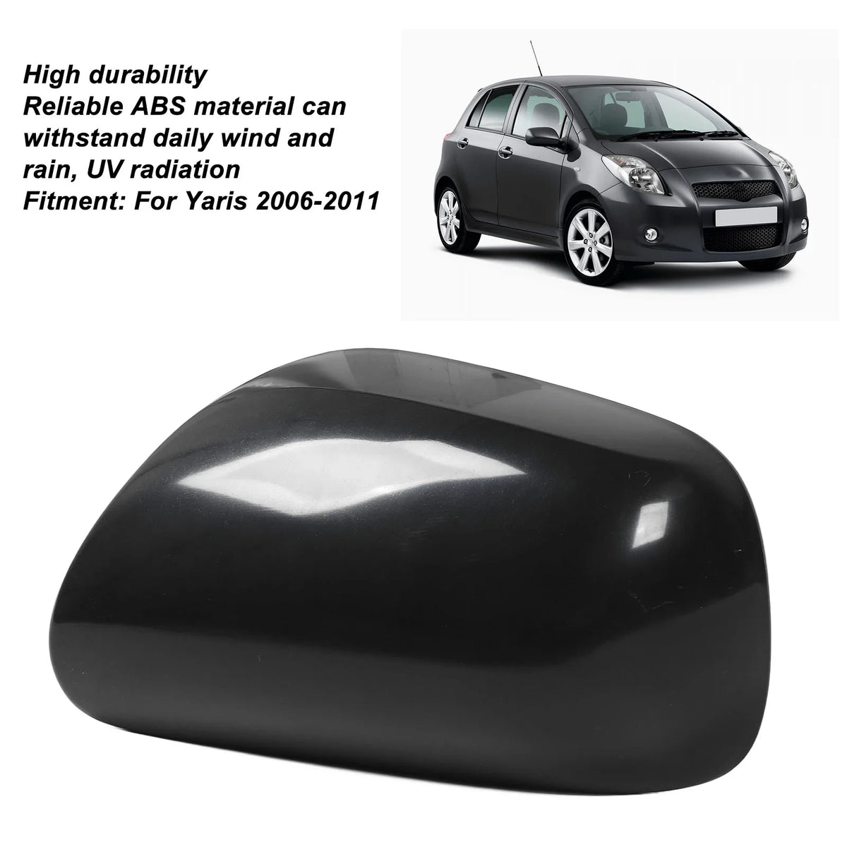 1Pc Door Wing Mirror Cover Left Side Compatible For Toyota Yaris 2006-2011 Autom for Toyota 2006-2011 - Automotive LED L