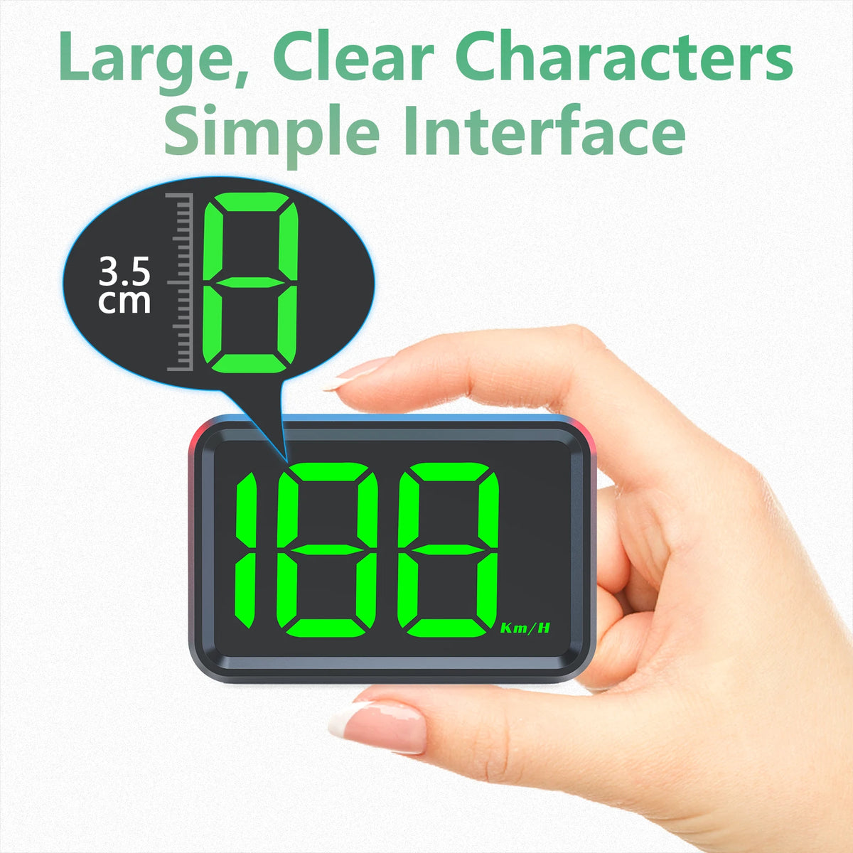 X1 Car GPS Head Up Display For HUD Digital Speedometer Plug and Play Big Font KMH Gauge for Cars - Automotive LED Light