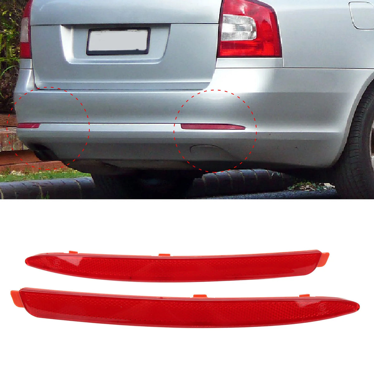 1Z0945106A Car Rear Bumper Reflector Left Right 1Z0945105A Replacement for 1z Facelift 2009‑2012 - Automotive LED Light