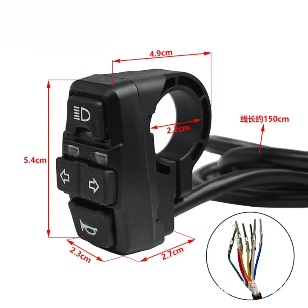 3 in 1 Electric Bike Scooter Switch Headlight Turn Signal Horn Switch 36V/48V ON/OFF Control Swi - LED Motorcycle Light